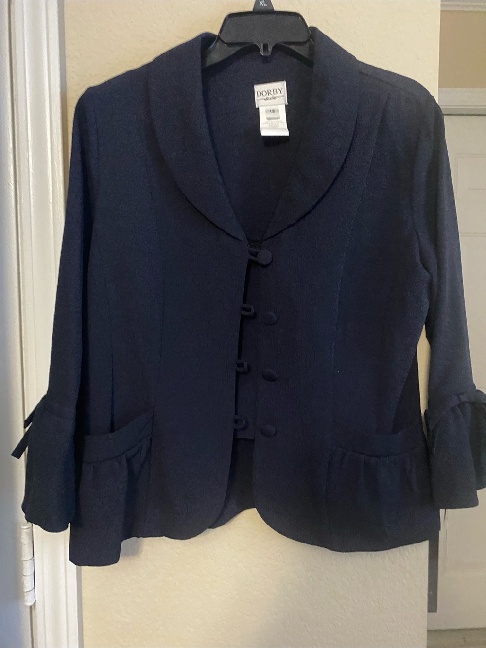 Dorby Navy Blue Women's Shawl-Collar Button Jacket